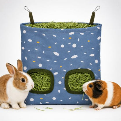 Rabbit Hay Feeder, Guinea Pig Hay Holder & Bunny Hay Feeder – Durable Hanging Hay Bag for Rabbits Chinchillas Guinea Pigs Bunnies – Chew-Resistant Hay Holder for Small Animals (Polka Dot) - color: Polka Dot