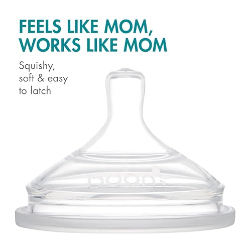 Boon Nursh Bottles - Silicone Baby Bottles Help Ease Colic Symptoms - Formula and Breast Milk Only Touch Food-Grade Silicone - Slow Flow - Blue - 4 Ounce - color: Blue, size: 4 Ounce (3 Count)