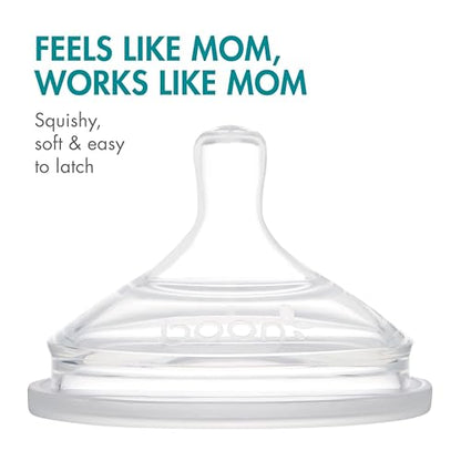 Boon Nursh Bottles - Silicone Baby Bottles Help Ease Colic Symptoms - Formula and Breast Milk Only Touch Food-Grade Silicone - Slow Flow - Blue - 4 Ounce - color: Blue, size: 4 Ounce (3 Count)