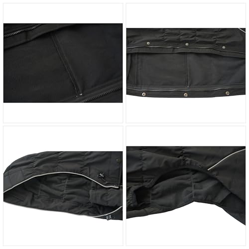 LOVELONGLONG Fleece-Lined Dog Raincoat with Removable Hood – Waterproof Winter Full Body Dog Jacket – Windproof Snowproof Cold-Weather Suit – Black-F S - color: Black-Fleeced, size: S (Back 11.5")
