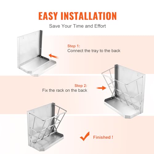 Happybuy Goat Hay Feeder, 21 Gallons Large Capacity, 2 in 1 Hay and Grain Feeder, Wall Mounted Livestock Feeder with Feed Tray, Multiple Sided Goat Hay Rack, Sturdy Steel Hay Rack for Sheep Horses