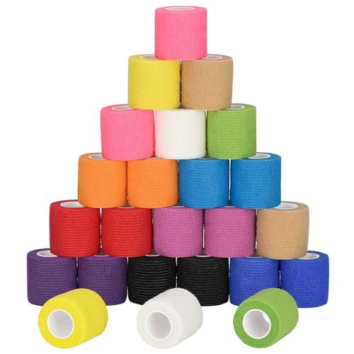 24Pcs Self Adherent Cohesive Bandage Wrap Self Adhesive Bandage Wrap 2 inch - color: Mix Color, size: 24Pcs