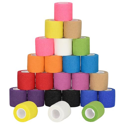 24Pcs Self Adherent Cohesive Bandage Wrap Self Adhesive Bandage Wrap 2 inch - color: Mix Color, size: 24Pcs