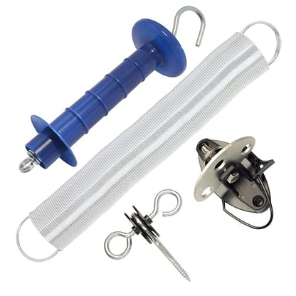 2 Pack Electric Fence Gate Kit, with Spring Gate Handle, 2 Anchor Insulators and 23 Feet Tension Big Spring，for Electric Fence Gate Livestock Fence Agricultural Fencing and Pasture - style: PK2 Spring Gate Kit