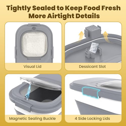 HOYTAMDA 20-30Lbs Collapsible Rice Container,Food Storage Containers Wheels - color: Grey-20/30lbs