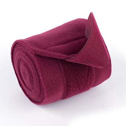 Horse Polo Wraps Soft Fleece Polo Wraps Equestrian Leg Bandage Wrap Set of 4 Packs - color: Wine Red