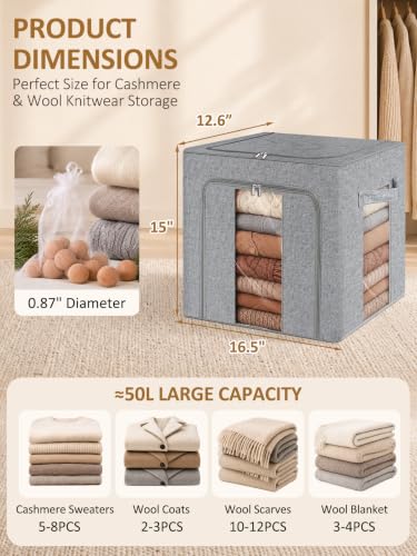Cirhy Cashmere Sweater Storage Bags with Cedar, 2-Pack, Grey - style: 50L-Grey-2pcs