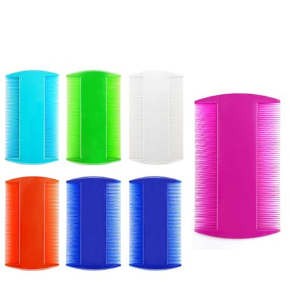Lice Comb, 7 Pcs Flea Comb, Hair Double Sided Fine Tooth Combs, Removal Dandruff,Plastic Louse Combs and Lice Brush for Head Lice Treatment