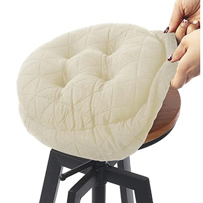 BUYUE Round Bar Stool Seat Cushion, Dia.12 Luxury Fashion Jacquard with Anti-Skid Silicone Bar Stool Cushion Padded (Beige, S,1 Count) - color: Beige, style: Round S