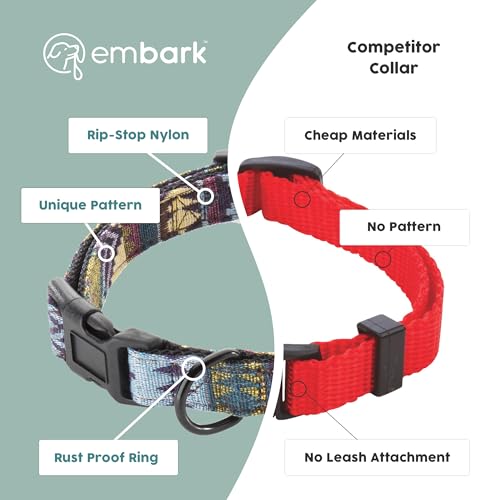 Embark Dog Collar - Adjustable Heavy Duty Outdoor Pet Training Collar - color: Azure, size: Large