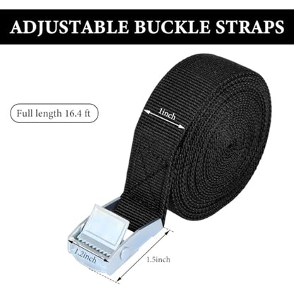Lashing Straps with Buckles, 16.4ft x 1in Adjustable Cam Buckle Tie Down Strap, Heavy Duty Cinch Strap for Motorcycle Kayak Cargo Luggage, Universal Car Accessories