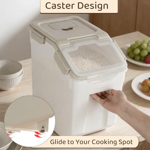 Saim 2 Pack 25lb Flour & Rice Storage Container Bin,Rice Dispenser (Grey) - color: 2Pack 25lb Grey