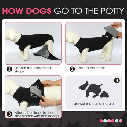 FUAMEY Dog Recovery Suit Male,Dogs Surgery Neuter Suits Puppy Spay Shirts - color: Black, size: Xs(back:8.3-11.4in,wt:4-7lbs)