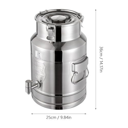 Milk Can Thickened 304 Stainless Steel Wine Pail Bucket Heavy Duty Liquid Storage Barrel Transport Cans Tote Jug with Sealed Lid & Faucet 15L/3.96Gallon - size: 15L/3.96Gal