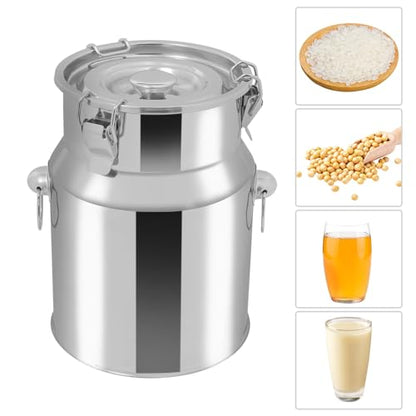 5L Stainless Steel Milk Can, Heavy Duty Food Storage & Transport Container for Dairy, Wine, Grains, Ideal for Home, Farm & Commercial Use, Without the Faucet - size: 5