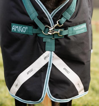 Horseware® Amigo® Bravo 12 Plus Turnout 250g - Navy/Aqua & Turquoise, 72 inches - color: Navy/Aqua & Turquoise, size: 72 inches