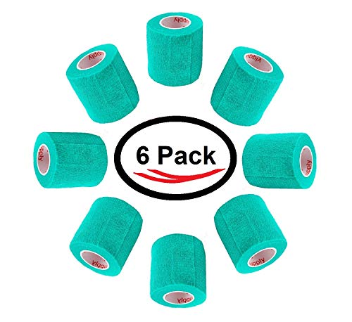 2 Inch Self Adhesive Bandage Wrap & Athletic Tape - 6Pk, Teal - color: Teal, size: 6 Rolls