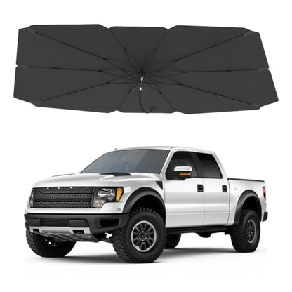 Car Windshield Sunshade Umbrella, 57"×34" Auto Front Window Sun Shade Cover with 360° Bendable Handle, Foldable Vehicle Windshield Sunshade Umbrella for Sun & UV Protection (XL) - color: XL