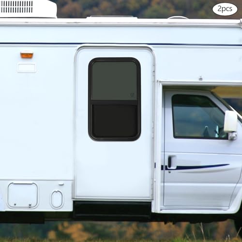 Vertical Sliding Black RV Window for Teardrop, Cargo, Horse Trailer, Marine Camper Window Replacement,18" Wide x 30" Tall, 2 Pack (18"x30") - size: 18"x30"
