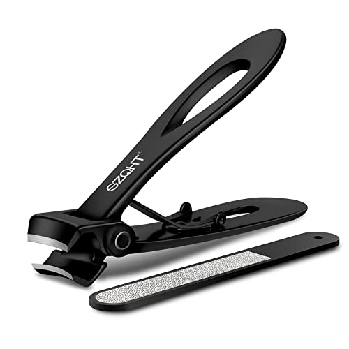 Ultra Wide Jaw Opening Nail Clippers Set, Toenail Clippers for Thick Nails, Heavy Duty Nail Cutter, Stainless Steel Toe Nail Clippers for Seniors, Men & Women Manicure,Pedicure,Big(Black) - color: Black