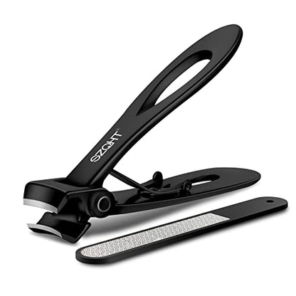 Ultra Wide Jaw Opening Nail Clippers Set, Toenail Clippers for Thick Nails, Heavy Duty Nail Cutter, Stainless Steel Toe Nail Clippers for Seniors, Men & Women Manicure,Pedicure,Big(Black) - color: Black