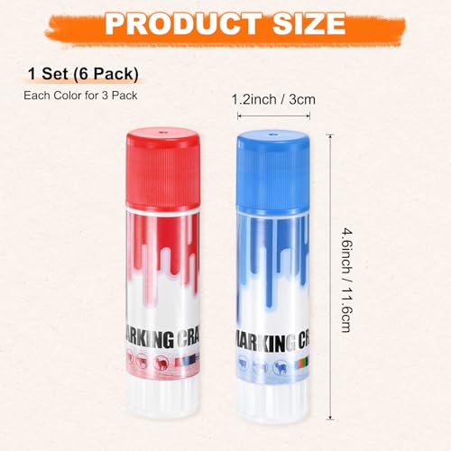 M METERXITY 6-Pack Livestock Marker, 11.6 Cm/4.6 Inches Medium Animal Crayons for Pig/Cattle/Cow/Sheep Supplies, Farming Livestock Marking Crayons [Red/Blue] - color: Red/Blue