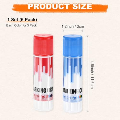 M METERXITY 6-Pack Livestock Marker, 11.6 Cm/4.6 Inches Medium Animal Crayons for Pig/Cattle/Cow/Sheep Supplies, Farming Livestock Marking Crayons [Red/Blue] - color: Red/Blue