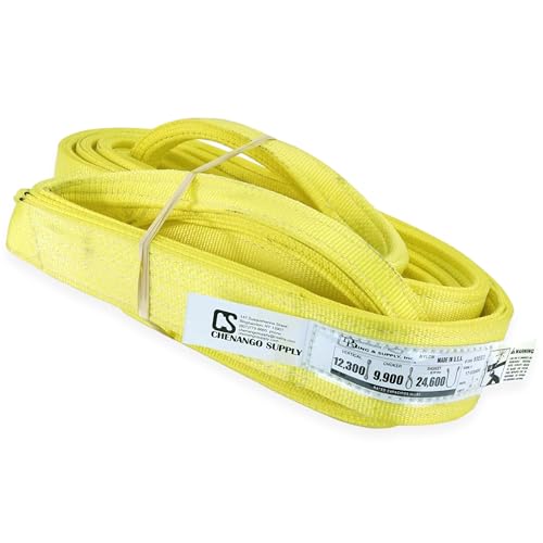 3" x 16' Nylon Lifting Web Sling – USA Made, 12,300 lb Vertical, 9,900 lb Choker, 24,600 lb Basket – 3 Ply Heavy Duty 900 Webbing, Type 3 Flat Eye & Eye Rigging Sling (3" x16') - size: 3"x16'