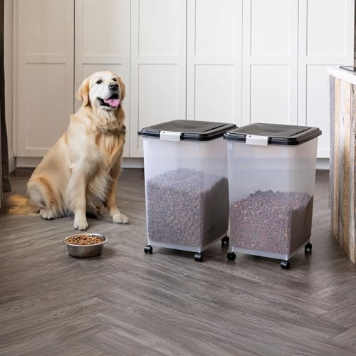 IRIS USA Dog Food Storage Container, 2-Pack, Up to 54 lbs, Black - color: Black, size: 54 lbs - 2 Pack