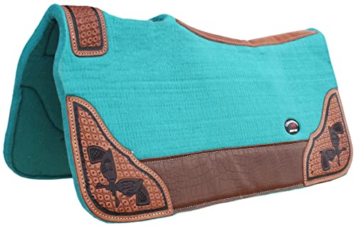Horse Western Contoured Wool Felt Therapeutic Saddle Pad Black 39208 - color: Teal