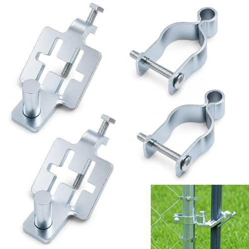 2-Pack T-Post Gate Hinge Kit, Heavy Duty 1-3/8" U-Bolt Clamps, Chain Link Fence Gate Hinge for Metal Posts & Chain Link Gates – Farm & Backyard Use