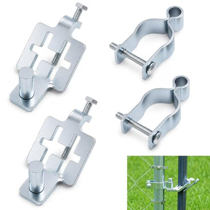 2-Pack T-Post Gate Hinge Kit, Heavy Duty 1-3/8" U-Bolt Clamps, Chain Link Fence Gate Hinge for Metal Posts & Chain Link Gates – Farm & Backyard Use
