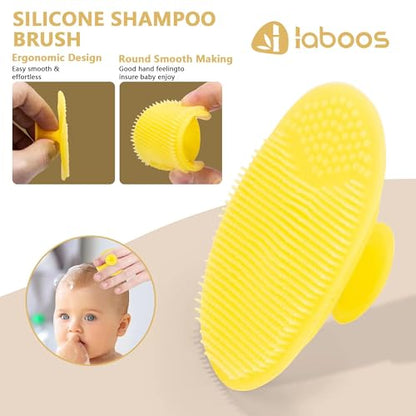 Baby Hair Brush and Comb Set for Newborns & Toddlers - Wooden Handle and Natural Soft Goat Bristles,Gentle Cradle Cap Care,Baby Massage and Scalp Brush,Ideal Baby Registry Gift,Beech with Cute Bear