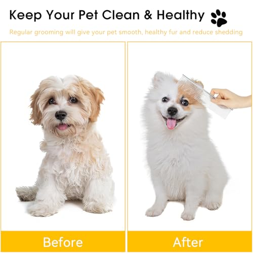 BEVTEE 3 Pcs Dog Combs for Grooming Matting, Greyhound Metal Comb for Cat