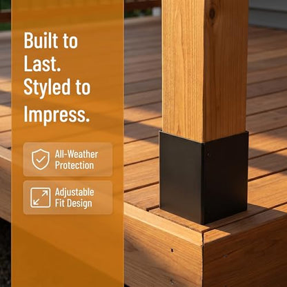 Adjustable Post Protector, Stainless Steel Post Sleeve Range 3.3"-6", Protects Wooden Fences and Mailboxes from Rain and Mower Damage (2 Set) - size: 2 Set