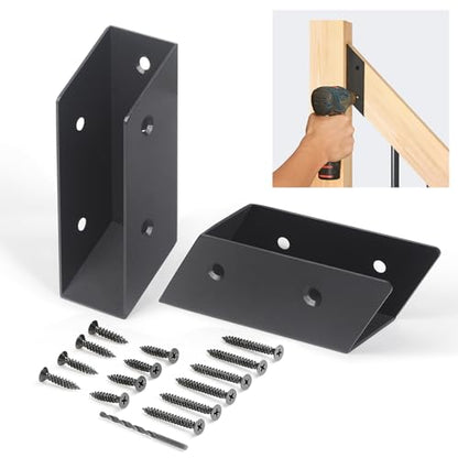 8 Pair(16pack) 35° Stair Stainless Steels Deck Railing Bracket Connectors, for 2x4 (Actually 1 ½" x 3 ½") Wood Deck Railing Post to handrail Connection (Matte Black) - size: Angles 35°