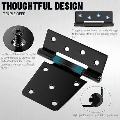 3.5 Inch Heavy Duty Gate Hinges, 2 Pack Extra Thick Black Iron Door Hinges