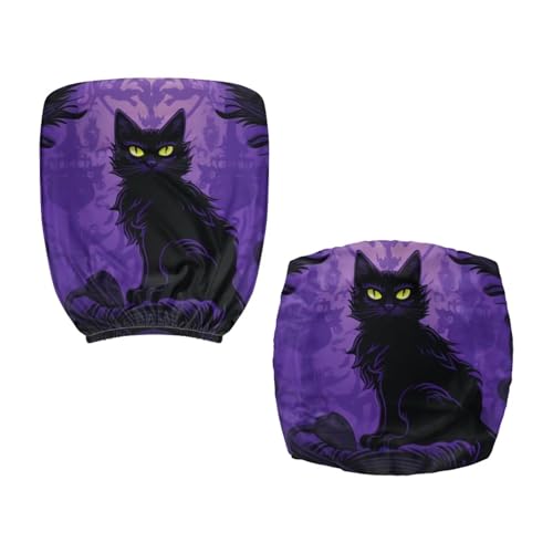 Black Cat Halloween Office Chair Cover Stretch Removable and Washable Computer Chair Back and Cushion Seat Cover Easy to Install Swivel Chair Cover for Office or Home - color: Black Cat