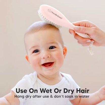 Wooden Baby Hair Brush for Toddler, Infant Cradle Cap (Blush, Regular) - color: Blush, size: Oval, Regular 7"
