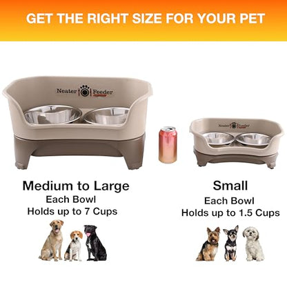 Neater Feeder Express Mess Proof Dog Bowls Elevated for Small Breeds under 15 Lb, Made in USA, No Spill Raised Dog Food Bowl Stand, Stainless Steel Food and Water Bowl Set, Feeding Station, Cappuccino - color: Cappuccino, size: Small w/ Standard Bowls