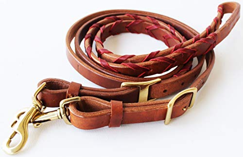 CHALLENGER 8' Horse Western Leather Latigo Laced Barrel Contest Reins 66RT10 - color: Tan Latigo