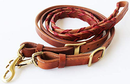 CHALLENGER 8' Horse Western Leather Latigo Laced Barrel Contest Reins 66RT10 - color: Tan Latigo