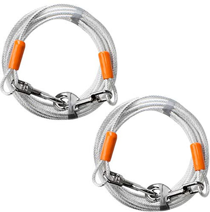 BV Dog Tie Out Cable 25 Feet - Heavy Duty Dog Lead Up to 90 Pounds - Reflective & Rust-Free with Quick Release Swivel Clips & 360° Rotating Clasp - Tangle-Free Dogs Runner for Yard (Silver, Pair) - color: 90lbs/ 25ft/ Silver, style: Pair