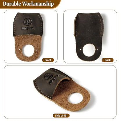 RingSun Thumb Guard Wood Carving Tools, Leather Finger Protector, Handmade Carpenter Working Carving Kit Accessories - color: Black Brown