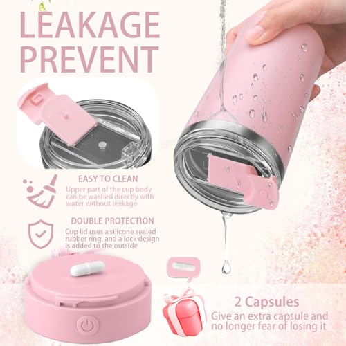 Self Stirring Mug with Lid, 13.5oz Magnetic Stirring Coffee Cup, Rechargeable 316 Stainless Steel, Auto-Mixing for Coffee, Milk, Protein Powder（Pink） - color: Pink