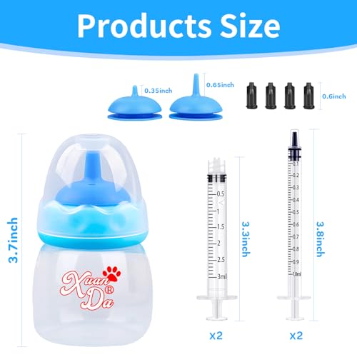 Pet Feeding Bottle and Syringes,60ml Nursing Bottle, 3 Sizes Nipples with Ventilation Valve Resistant Tearing Perfect for Puppies, Kittens, Small Wildlife (Blue) - color: Blue