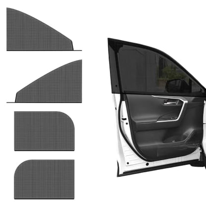 4 PCS Car Window Shades, Double-Layer Automotive Front & Rear Side Window Sunshade Blocks UV Rays & Sun Glare, Breathable Mesh Screen Stretch Sun Protection Cover for Most SUVs - color: SUV Front & Rear, 4 PCS