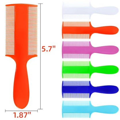 Pumtus 120 Pack Double Sided Fine Tooth Comb, 6 Color Plastic Pet Flea Tick Combs with Handle, Cat Dog Lice Treatment Comb, Hair Dandruff Removal Grooming Tool for Small Pet, Baby, Adult