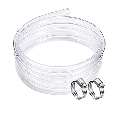 DAVCO 3/8" ID - 10 ft Clear Vinyl Tubing, Low Pressure Flexible PVC Tube, Heavy Duty UV Chemical Resistant Lightweight Plastic Vinyl Hose, BPA Free and Non Toxic, with 2 Stainless Clamps - size: 3/8"ID, style: 10 Feet
