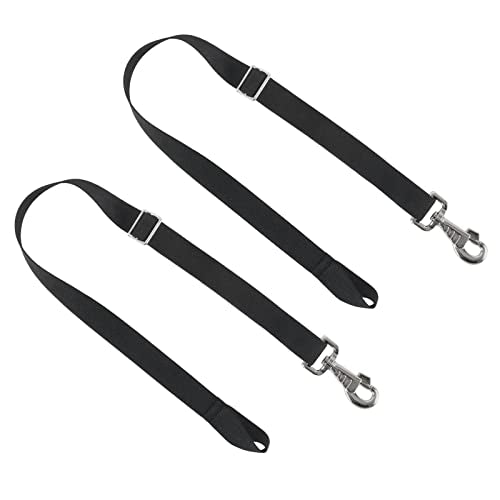 Premium Horse Blanket Sheet Leg Straps, Replacement Stretchy Belly Strap with Swivel Snaps and Loop End, Adjustable Length from 22 to 40 Inch Black (2 Pcs)